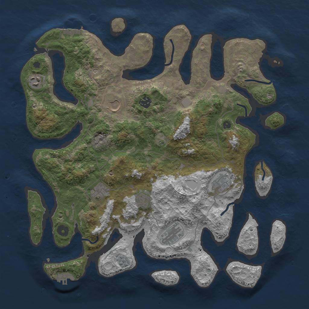 Rust Map: Procedural Map, Size: 4000, Seed: 832907, 16 Monuments