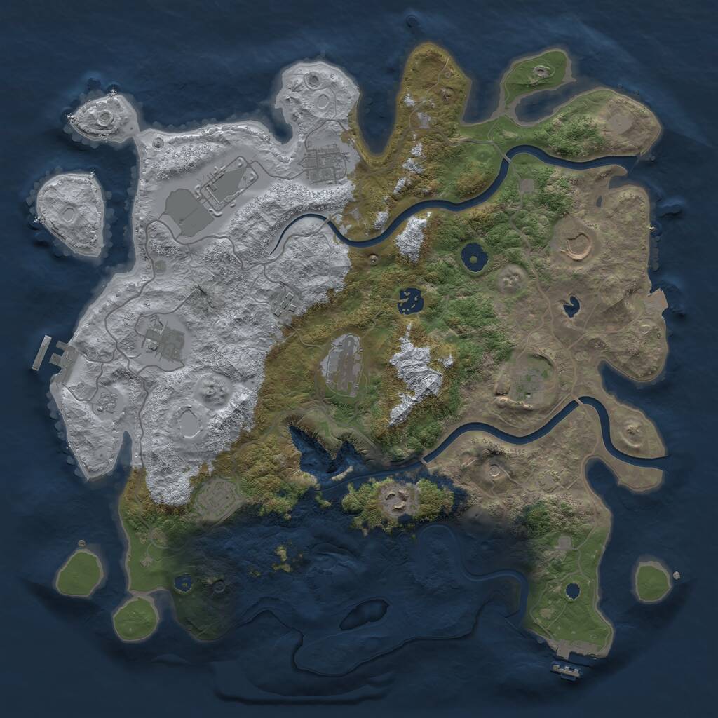 Rust Map: Procedural Map, Size: 4000, Seed: 388, 16 Monuments