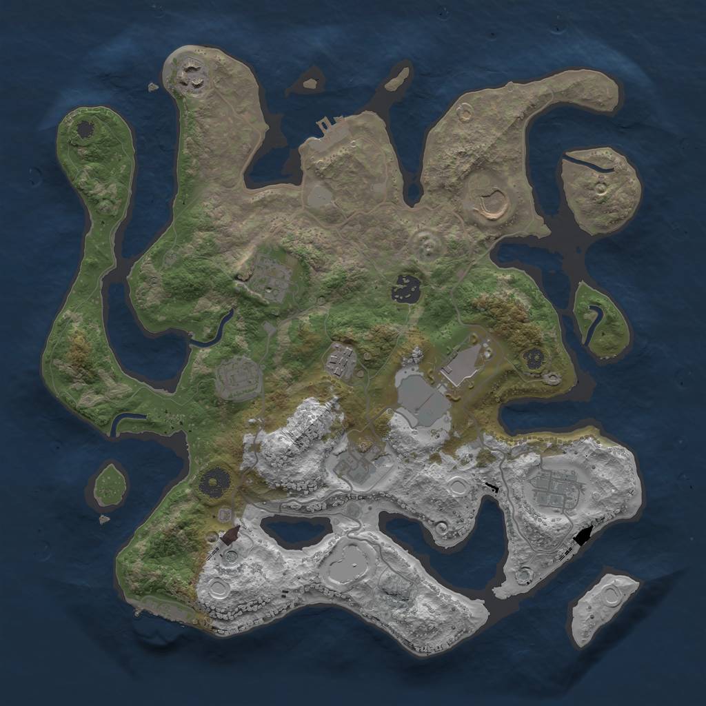 Rust Map: Procedural Map, Size: 3550, Seed: 294829, 17 Monuments