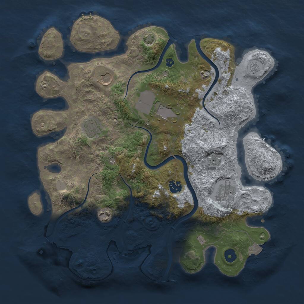 Rust Map: Procedural Map, Size: 3550, Seed: 107417, 11 Monuments