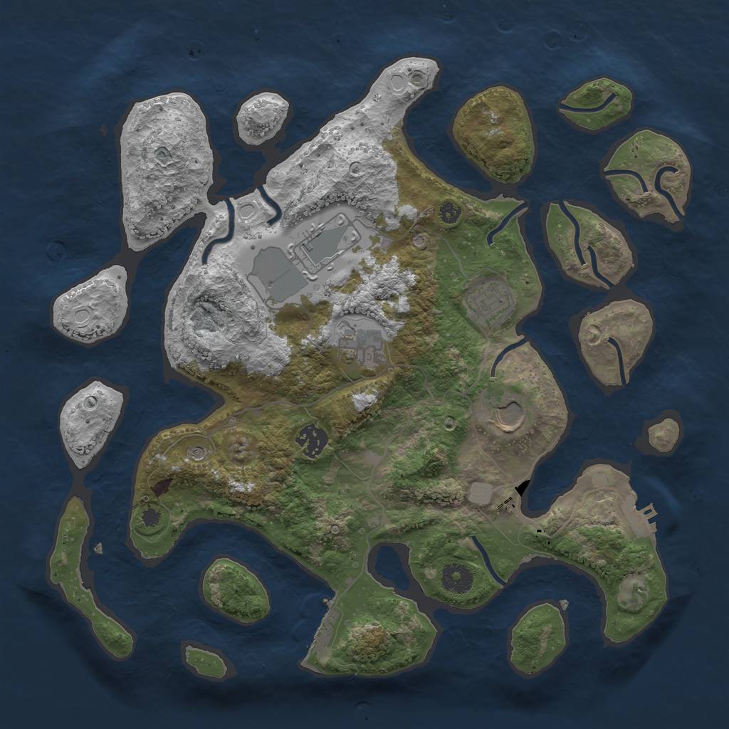 Rust Map: Procedural Map, Size: 3550, Seed: 513031, 13 Monuments