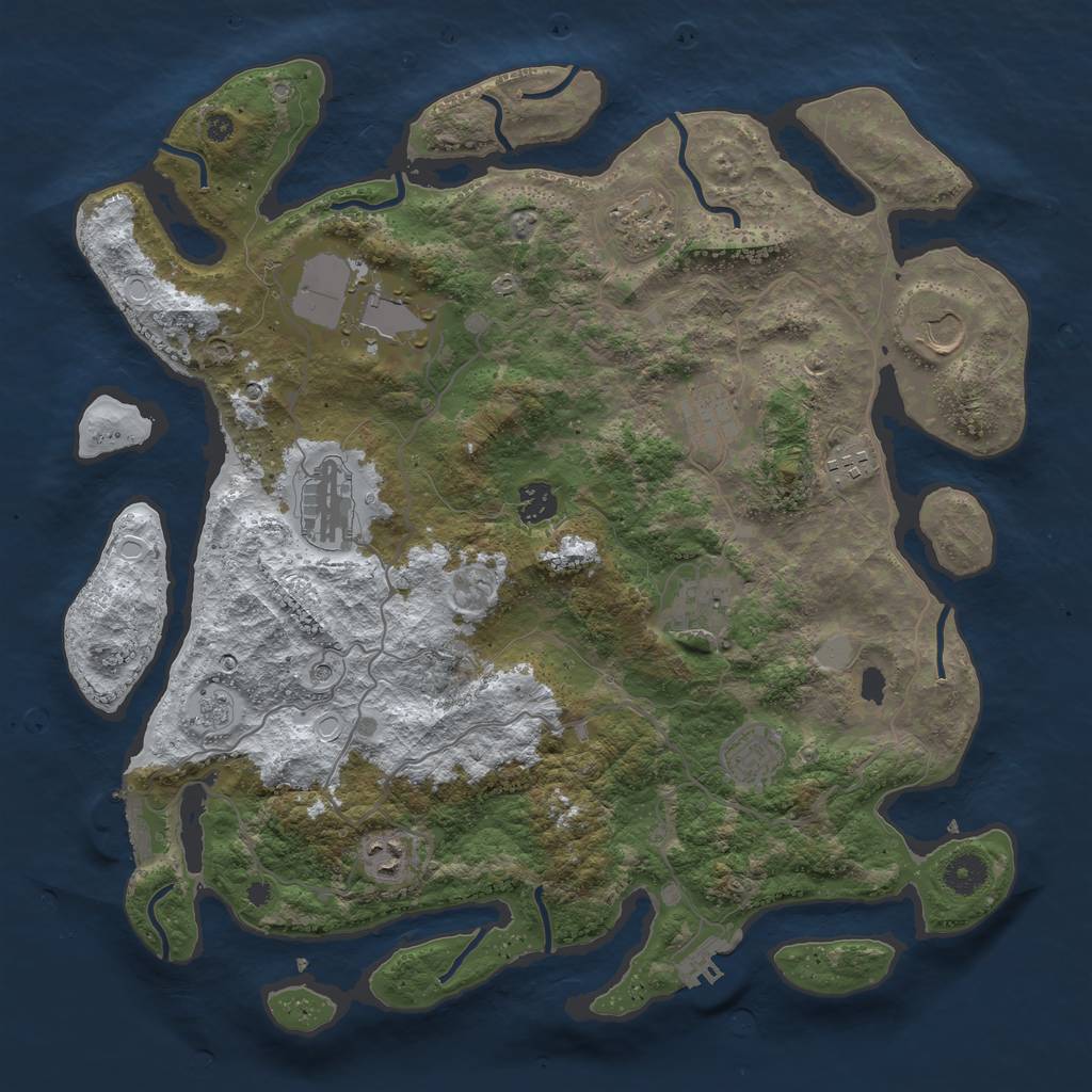 Rust Map: Procedural Map, Size: 4000, Seed: 37568, 19 Monuments