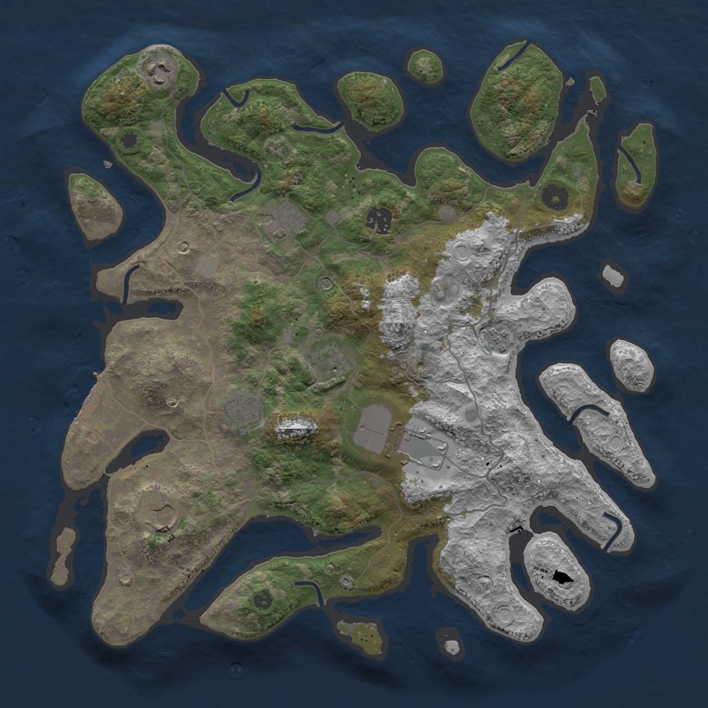 Rust Map: Procedural Map, Size: 4000, Seed: 354308, 15 Monuments
