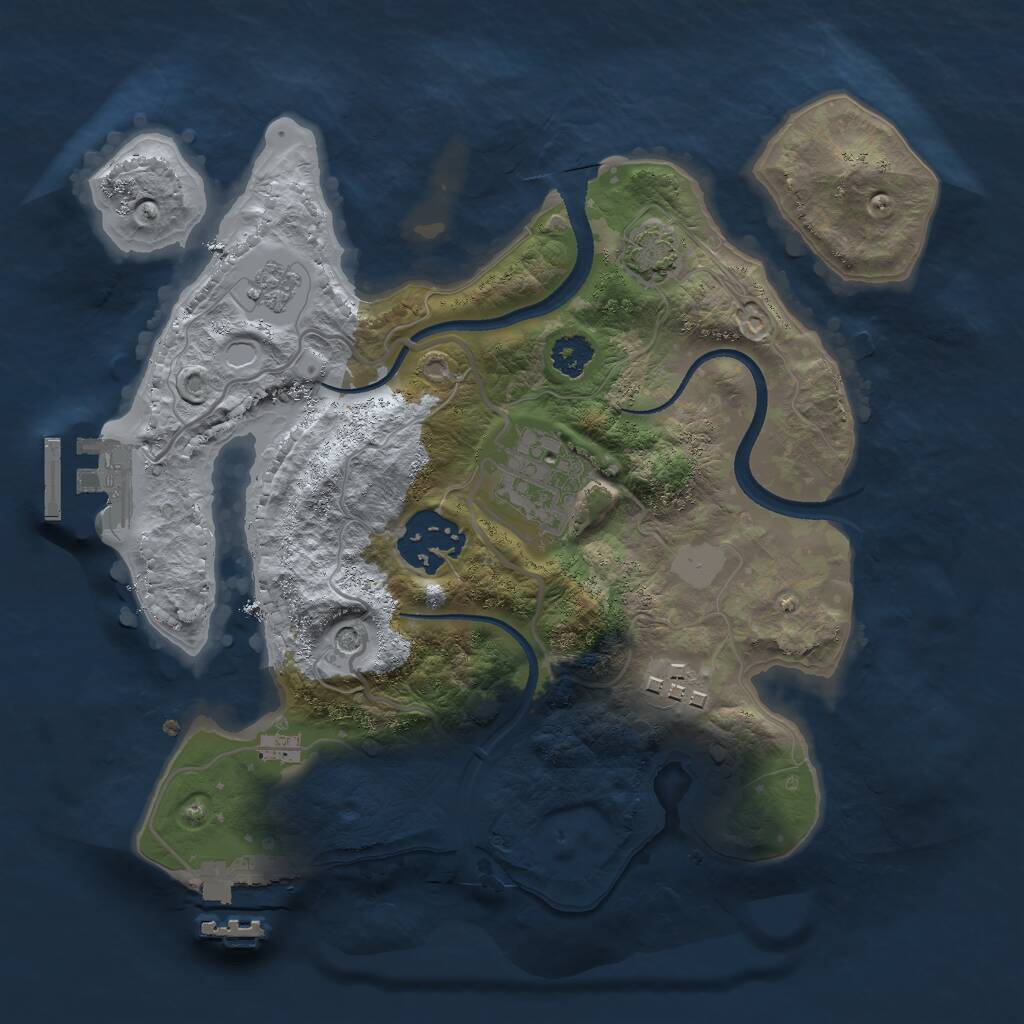 Rust Map: Procedural Map, Size: 2500, Seed: 8728757, 9 Monuments