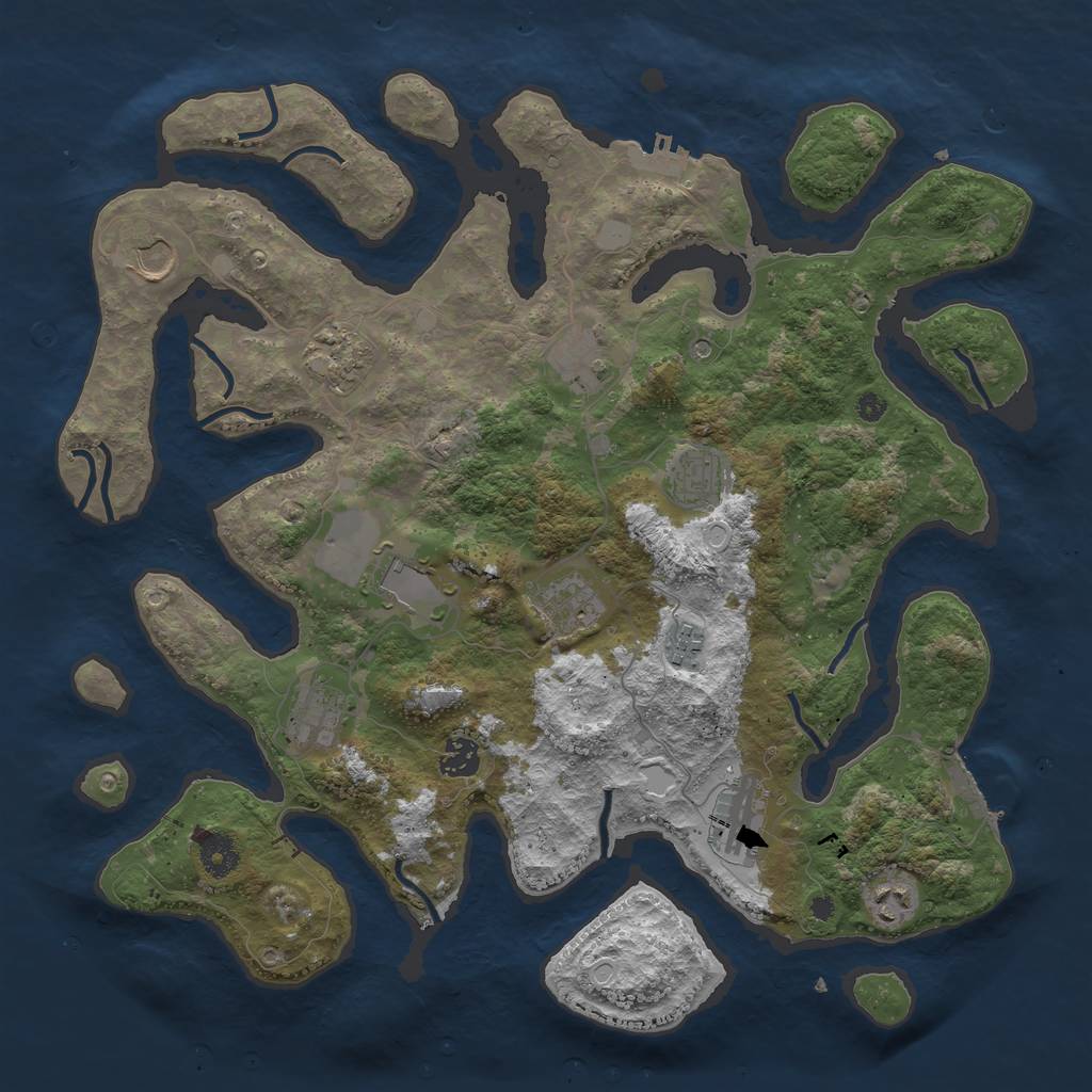 Rust Map: Procedural Map, Size: 3950, Seed: 887335195, 19 Monuments