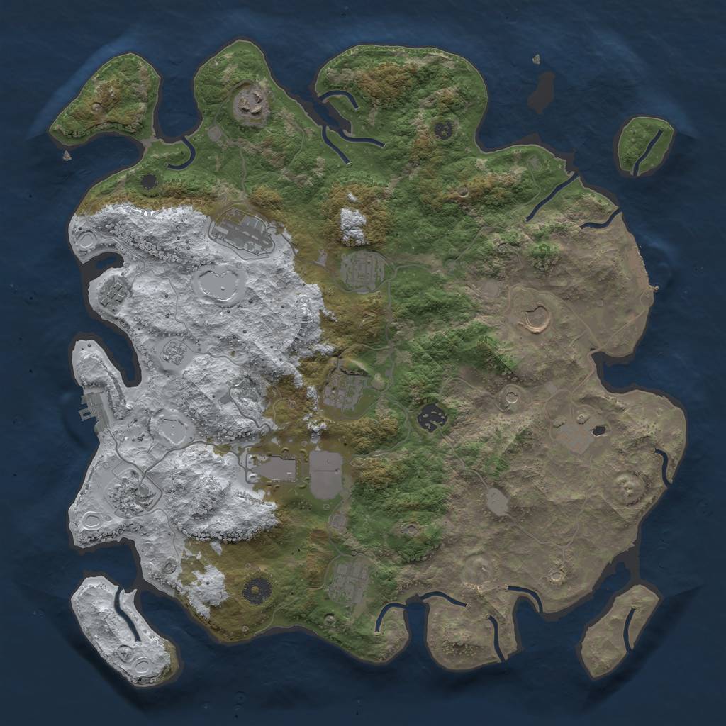 Rust Map: Procedural Map, Size: 3950, Seed: 1624190187, 20 Monuments