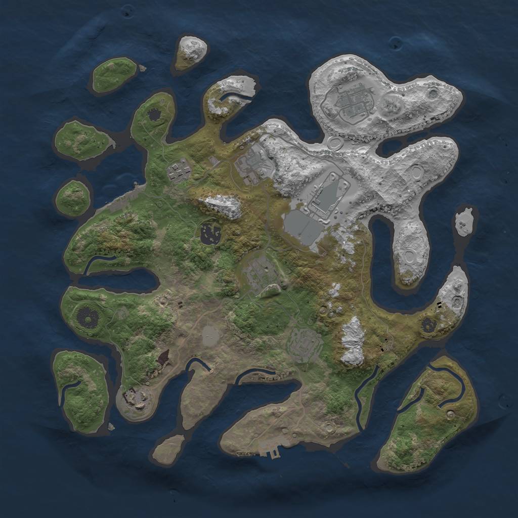 Rust Map: Procedural Map, Size: 3550, Seed: 595796, 15 Monuments