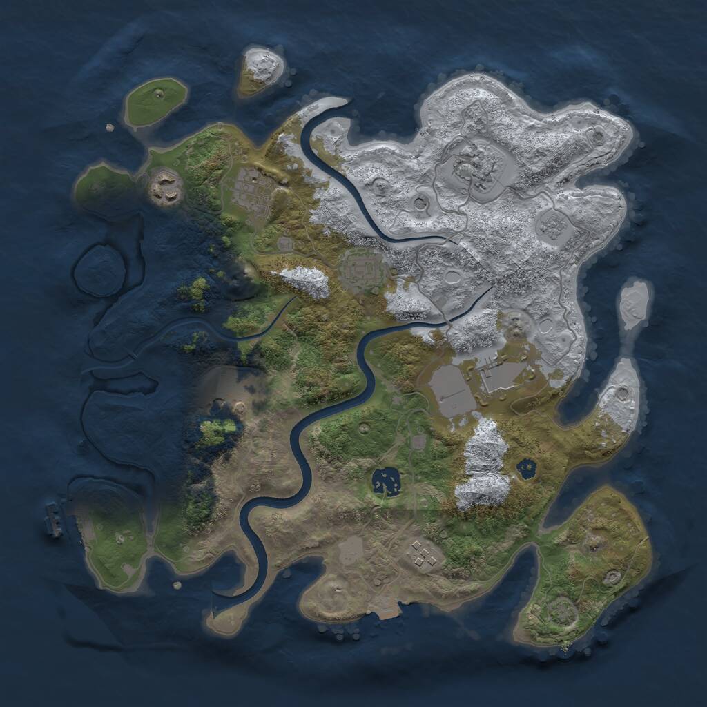 Rust Map: Procedural Map, Size: 3550, Seed: 595796, 13 Monuments