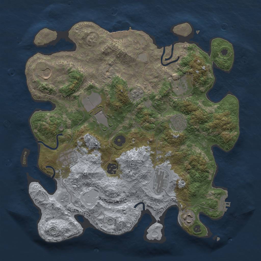 Rust Map: Procedural Map, Size: 3500, Seed: 87653, 18 Monuments