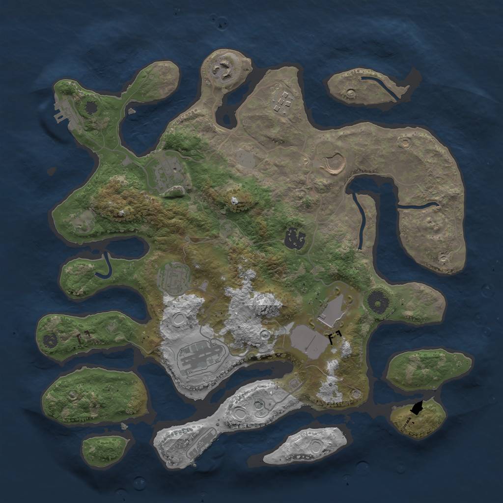 Rust Map: Procedural Map, Size: 3500, Seed: 332022233, 16 Monuments
