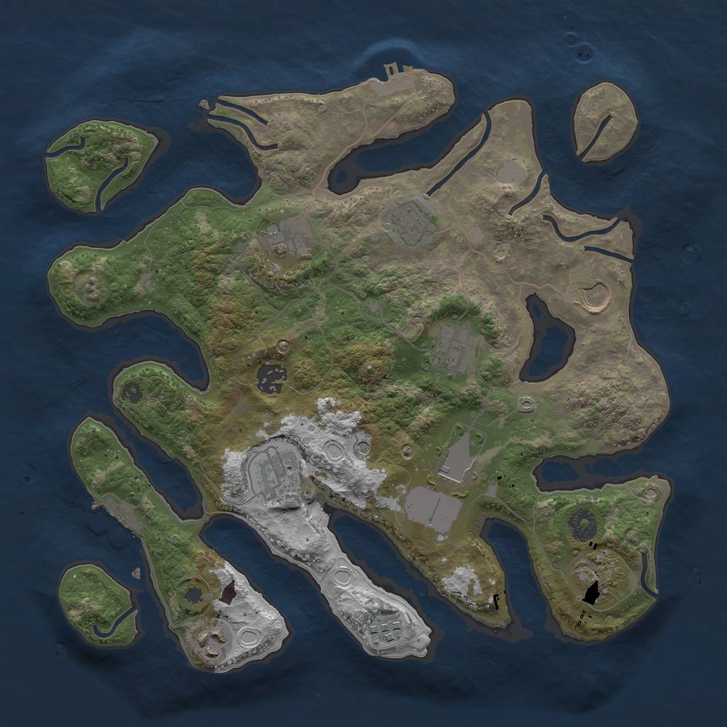 Rust Map: Procedural Map, Size: 3500, Seed: 592, 18 Monuments