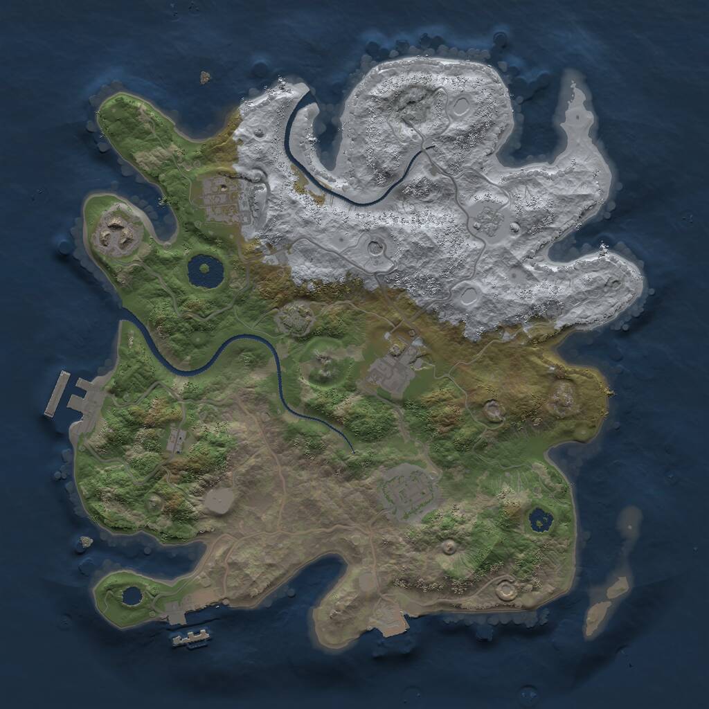 Rust Map: Procedural Map, Size: 3000, Seed: 394148686, 10 Monuments