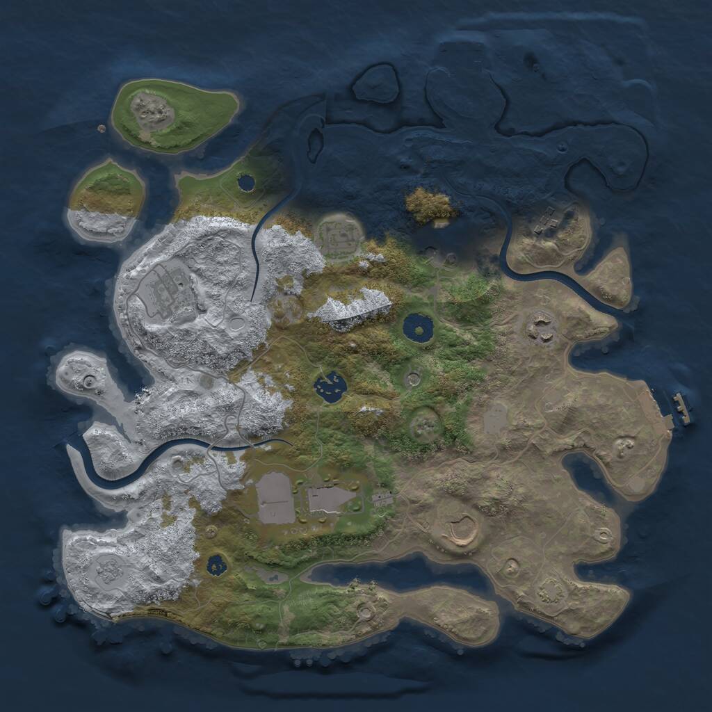 Rust Map: Procedural Map, Size: 3550, Seed: 317943, 14 Monuments