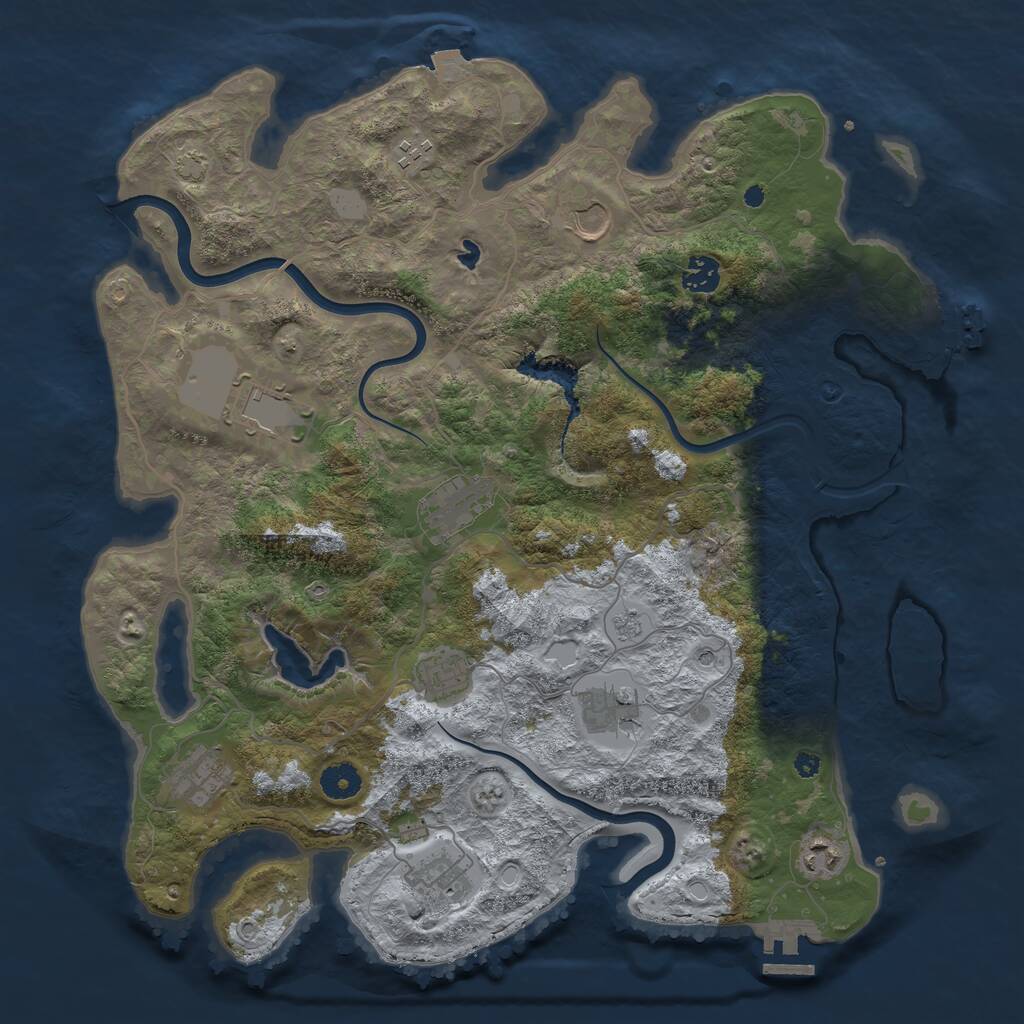 Rust Map: Procedural Map, Size: 4000, Seed: 41221185, 16 Monuments