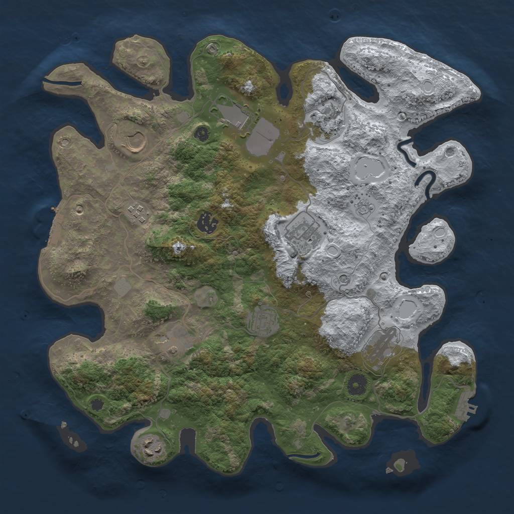 Rust Map: Procedural Map, Size: 3700, Seed: 493830219, 19 Monuments