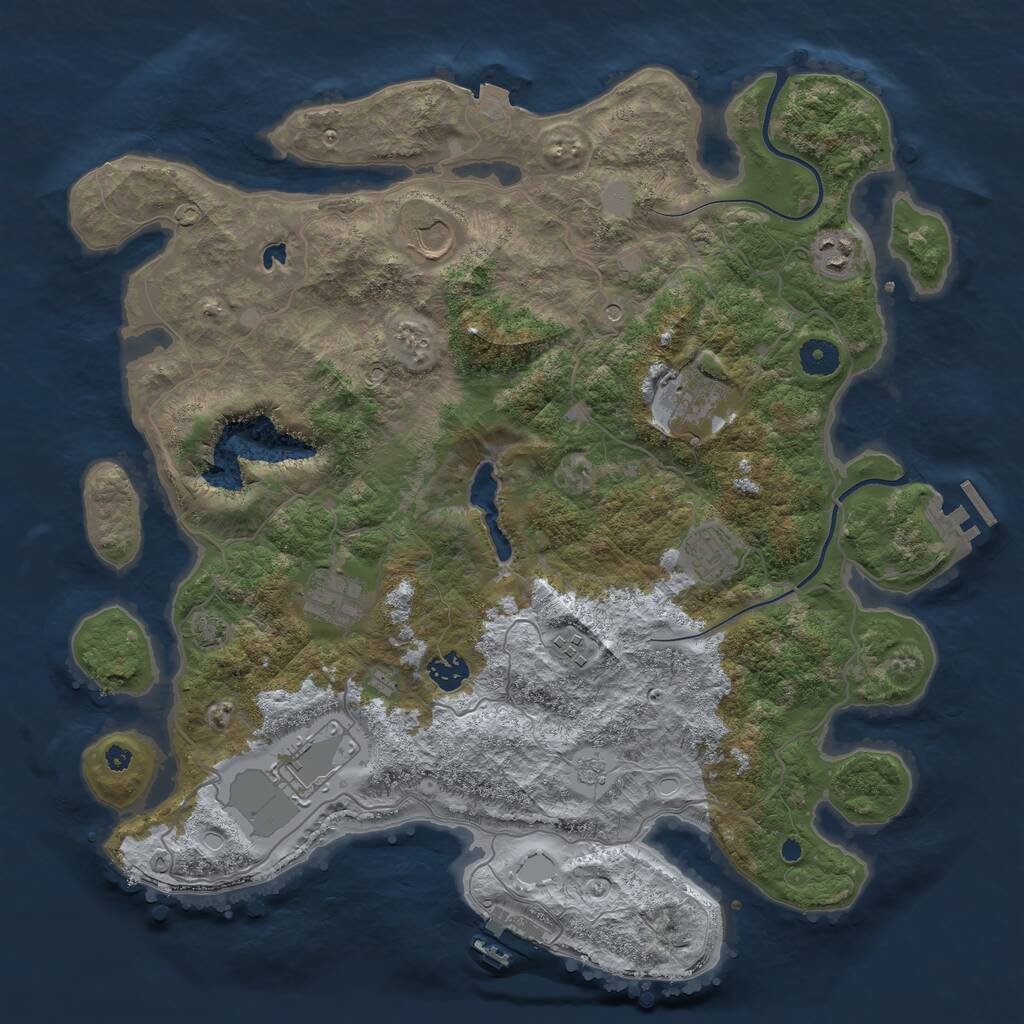 Rust Map: Procedural Map, Size: 4000, Seed: 142820, 14 Monuments