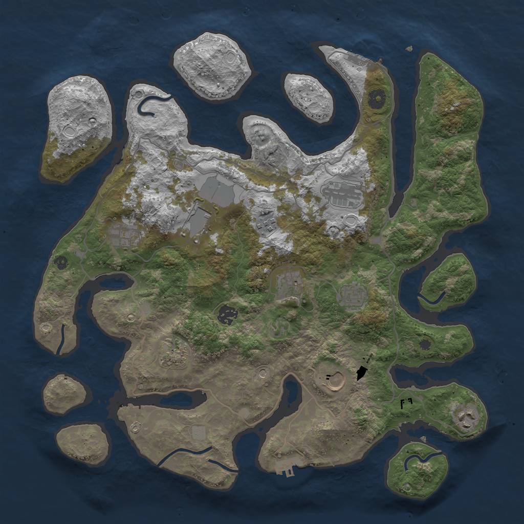 Rust Map: Procedural Map, Size: 4050, Seed: 208286730, 18 Monuments