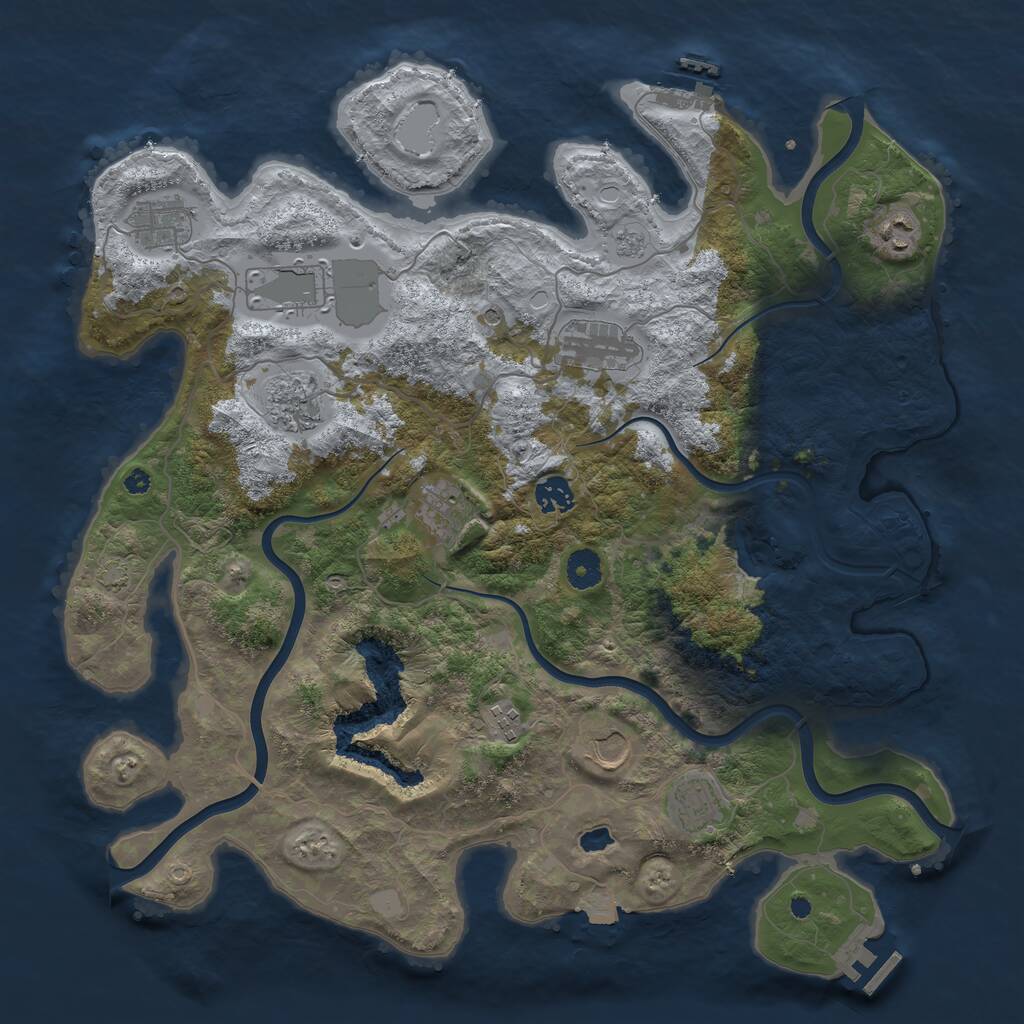 Rust Map: Procedural Map, Size: 4050, Seed: 208286730, 16 Monuments