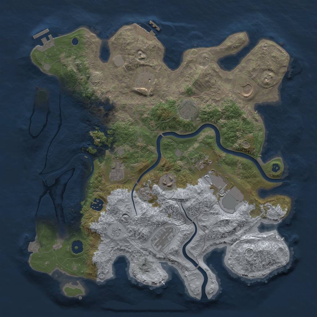Rust Map: Procedural Map, Size: 3750, Seed: 30567, 16 Monuments