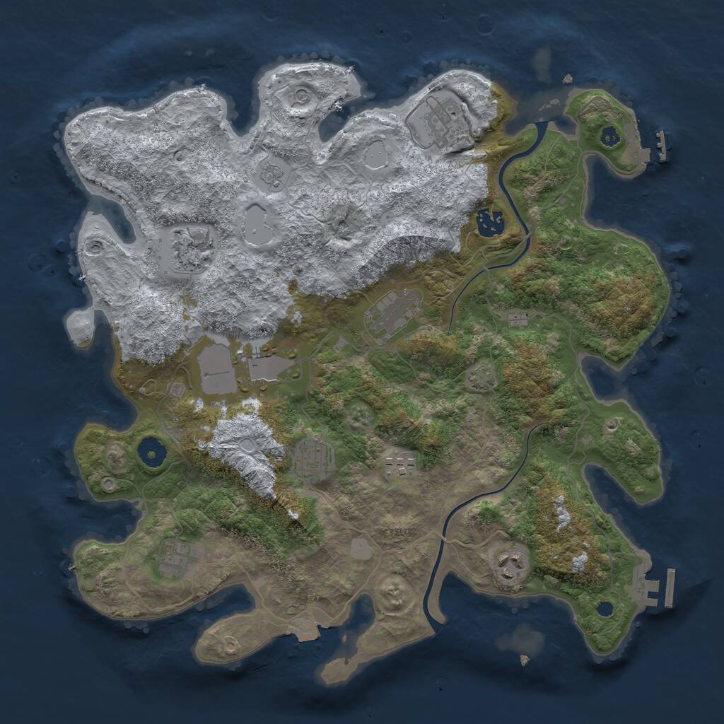 Rust Map: Procedural Map, Size: 3750, Seed: 736186763, 15 Monuments