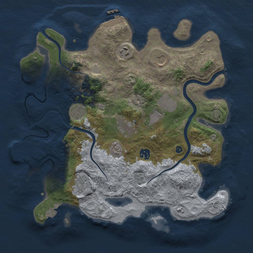 Rust Map: Procedural Map, Size: 3550, Seed: 474788, 14 Monuments