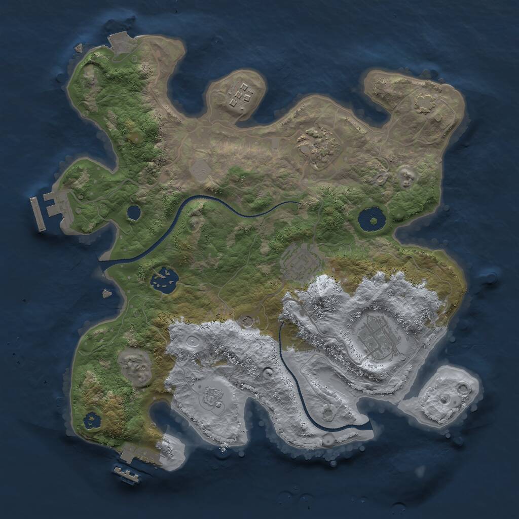 Rust Map: Procedural Map, Size: 3000, Seed: 77, 11 Monuments