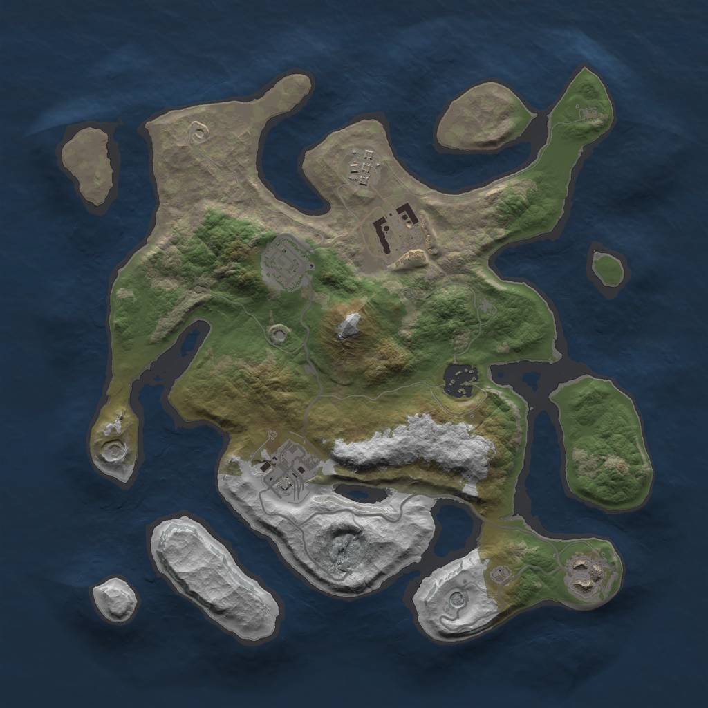 Rust Map: Barren, Size: 3000, Seed: 700, 9 Monuments