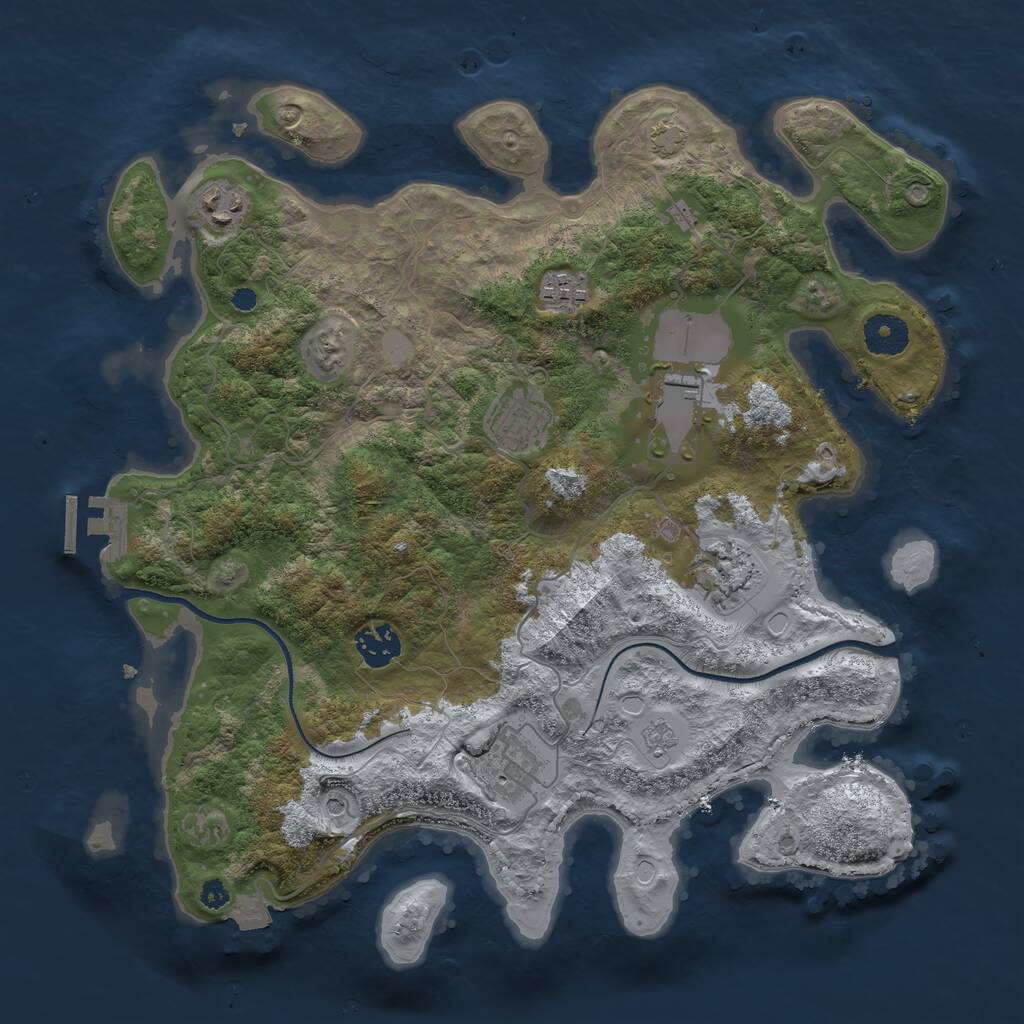 Rust Map: Procedural Map, Size: 3550, Seed: 475526, 12 Monuments