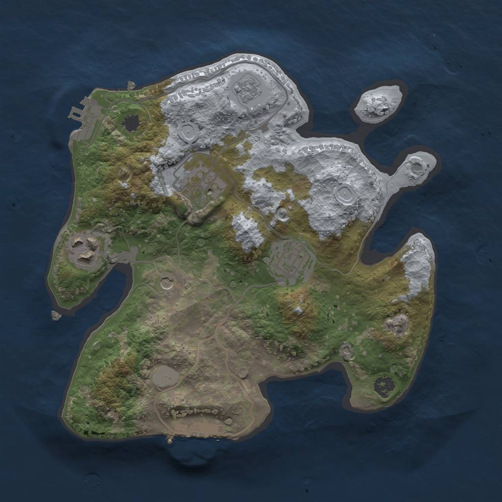 Rust Map: Procedural Map, Size: 2500, Seed: 916887686, 10 Monuments