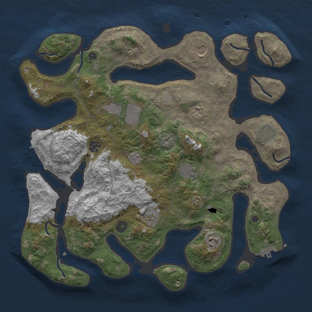 Rust Map: Procedural Map, Size: 4000, Seed: 1924, 17 Monuments