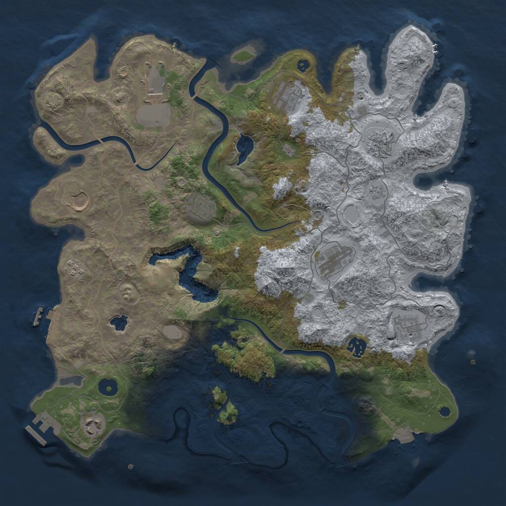 Rust Map: Procedural Map, Size: 4000, Seed: 168963819, 16 Monuments