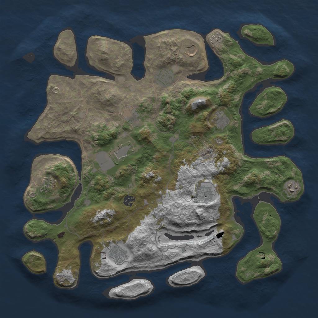 Rust Map: Barren, Size: 4250, Seed: 260368675, 14 Monuments