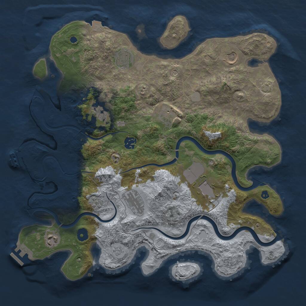 Rust Map: Procedural Map, Size: 3750, Seed: 701241505, 15 Monuments