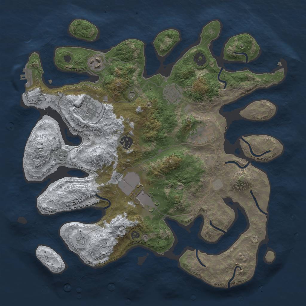 Rust Map: Procedural Map, Size: 3550, Seed: 376819, 15 Monuments