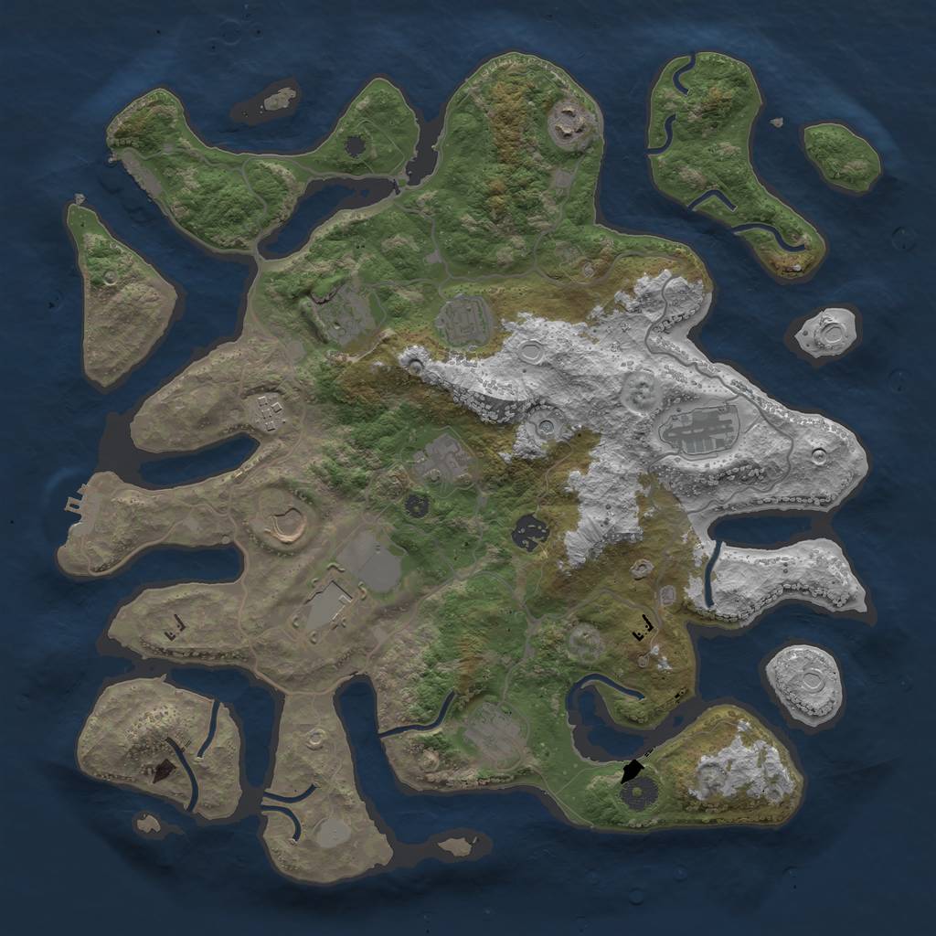 Rust Map: Procedural Map, Size: 4000, Seed: 234258, 18 Monuments
