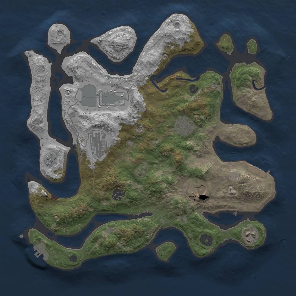 Rust Map: Procedural Map, Size: 3550, Seed: 221257, 15 Monuments