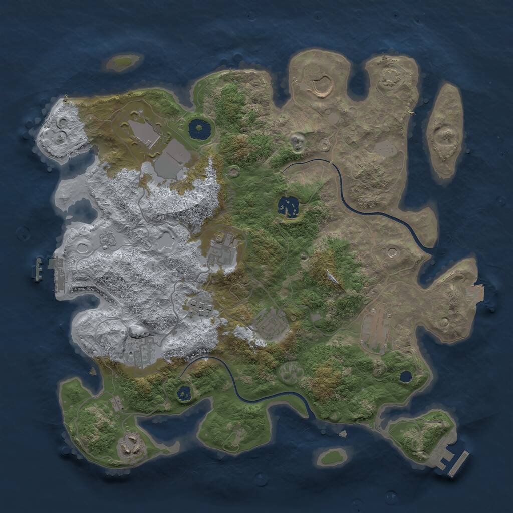 Rust Map: Procedural Map, Size: 3500, Seed: 93371, 15 Monuments