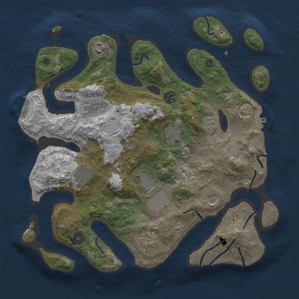 Rust Map: Procedural Map, Size: 3700, Seed: 47891, 17 Monuments