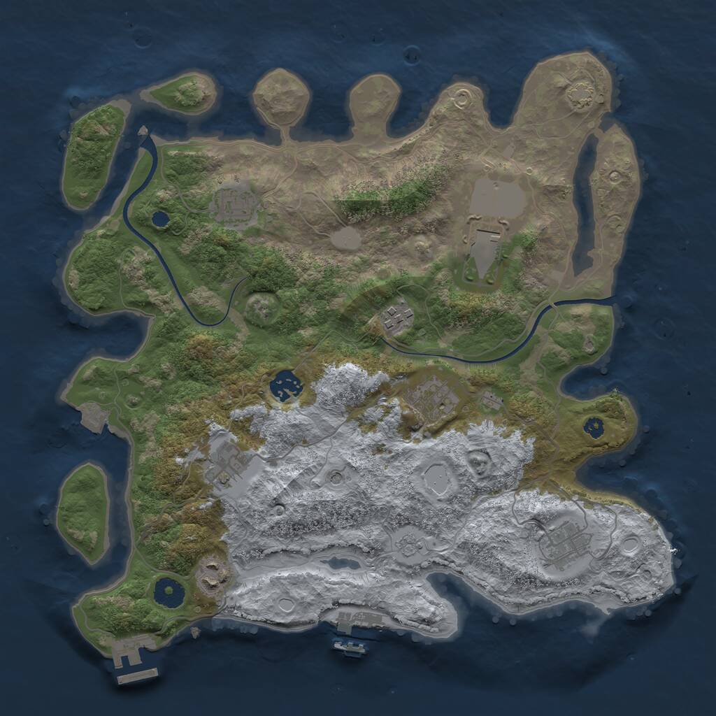 Rust Map: Procedural Map, Size: 3550, Seed: 247701, 14 Monuments
