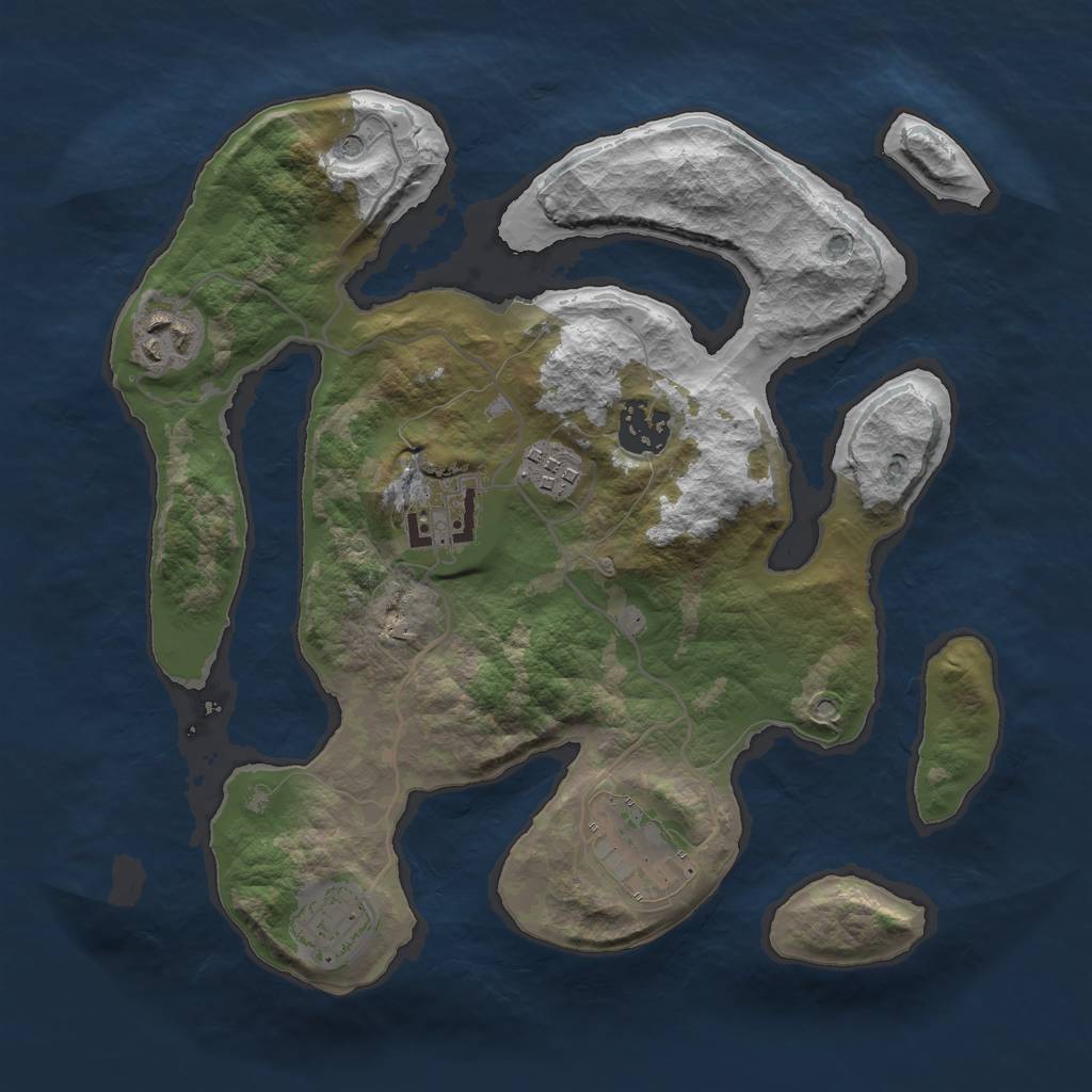 Rust Map: Barren, Size: 3000, Seed: 121315421, 9 Monuments