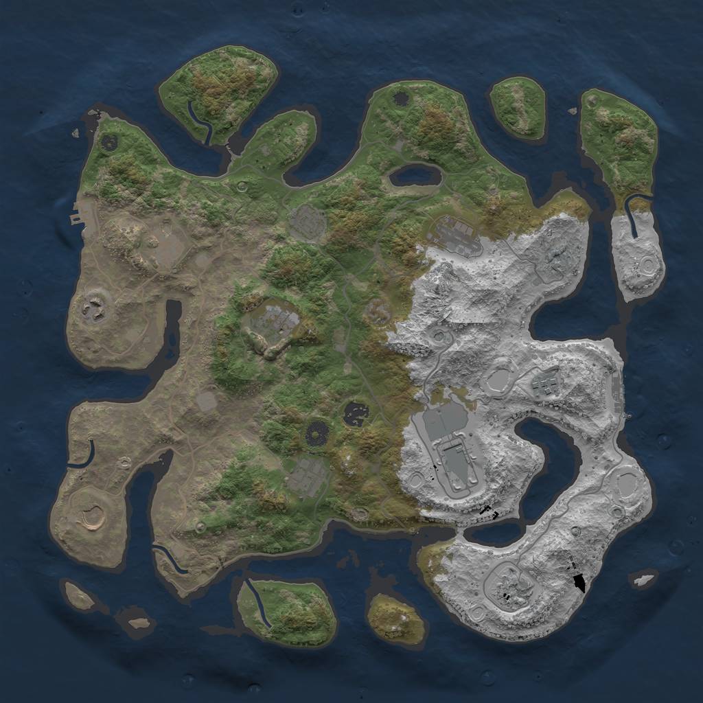 Rust Map: Procedural Map, Size: 4250, Seed: 2092028853, 19 Monuments