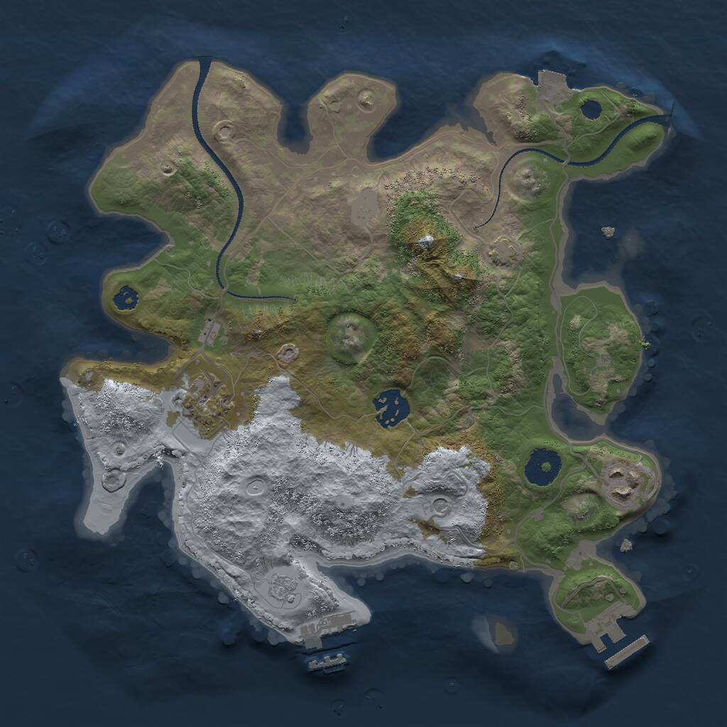 Rust Map: Procedural Map, Size: 3000, Seed: 787600406, 9 Monuments