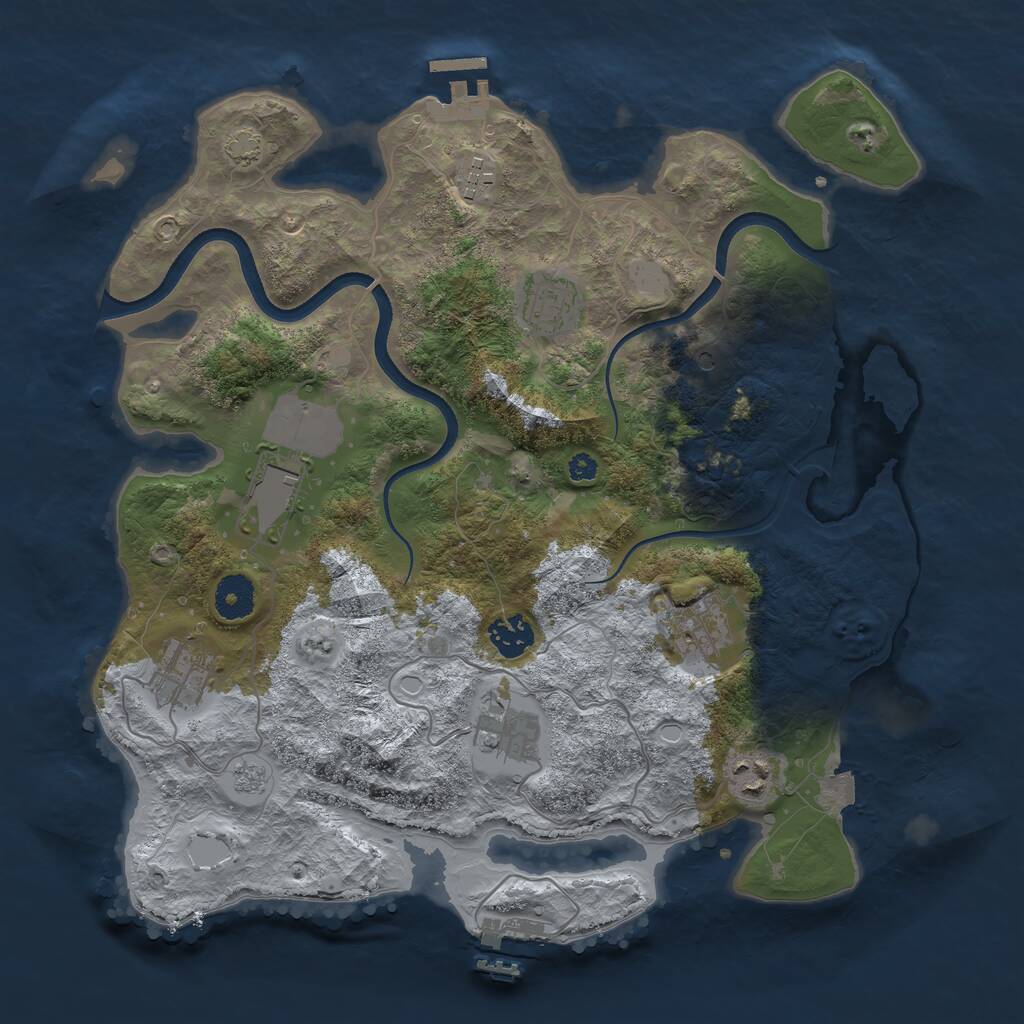 Rust Map: Procedural Map, Size: 3600, Seed: 23525, 14 Monuments