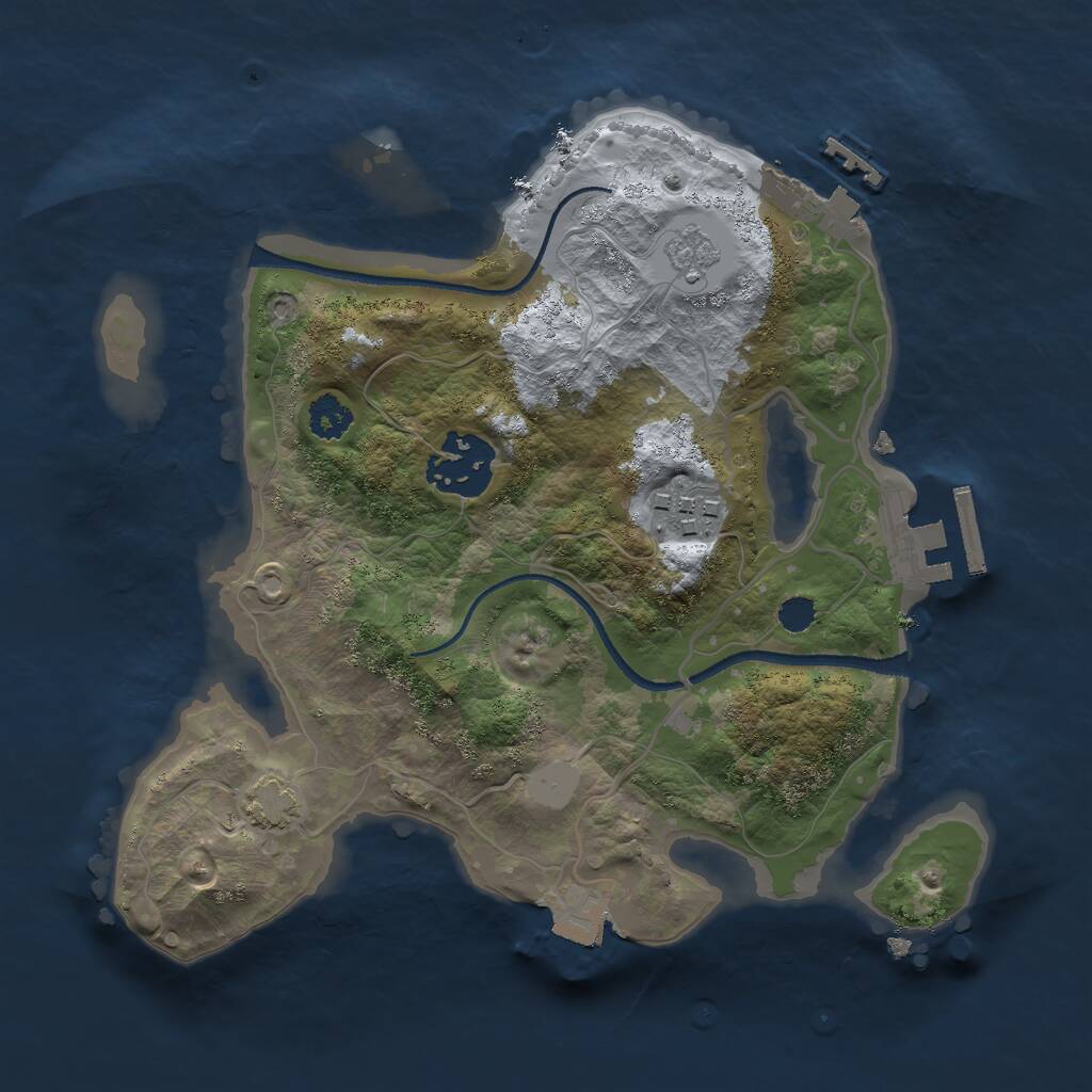 Rust Map: Procedural Map, Size: 2500, Seed: 2433033, 7 Monuments