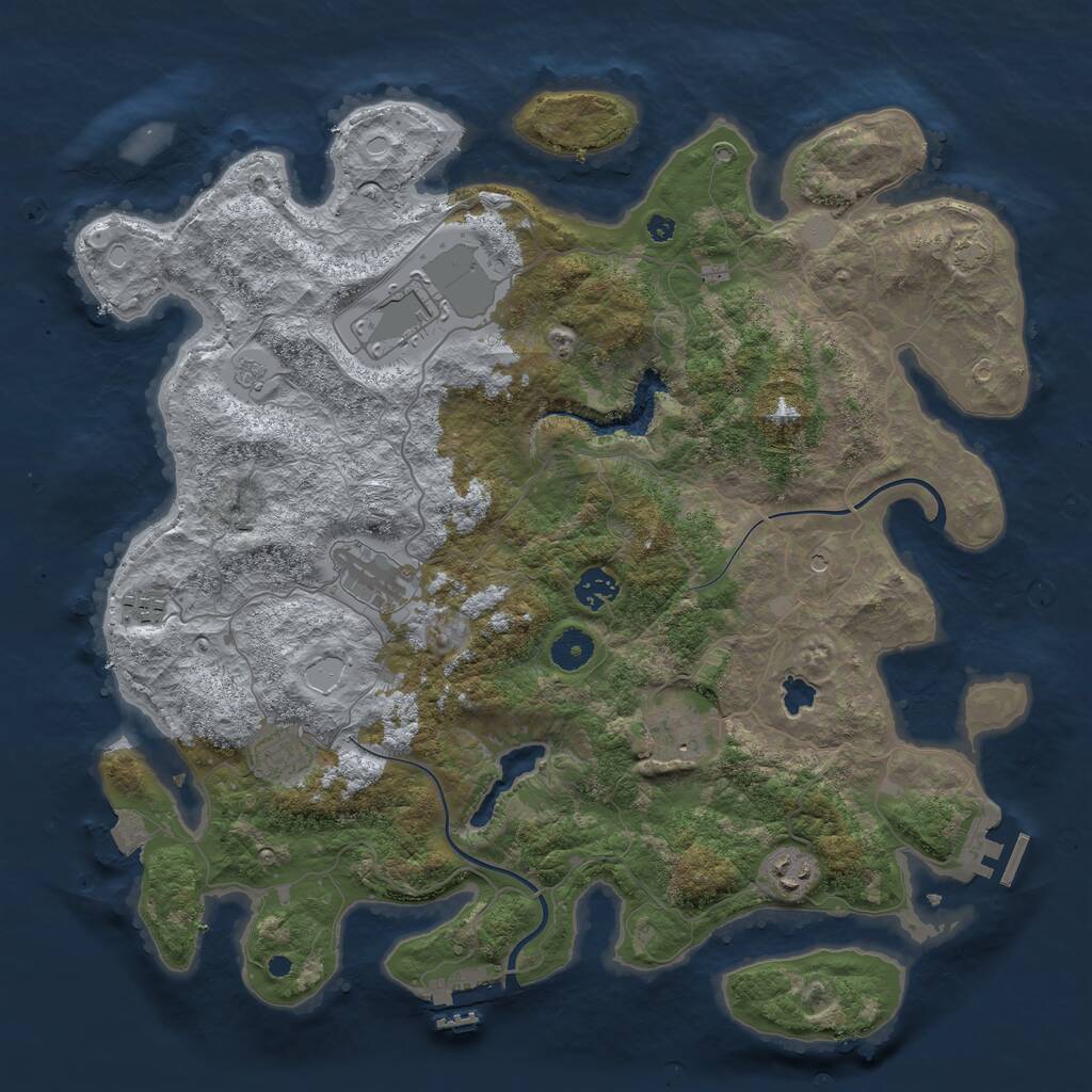 Rust Map: Procedural Map, Size: 4000, Seed: 183478174, 13 Monuments