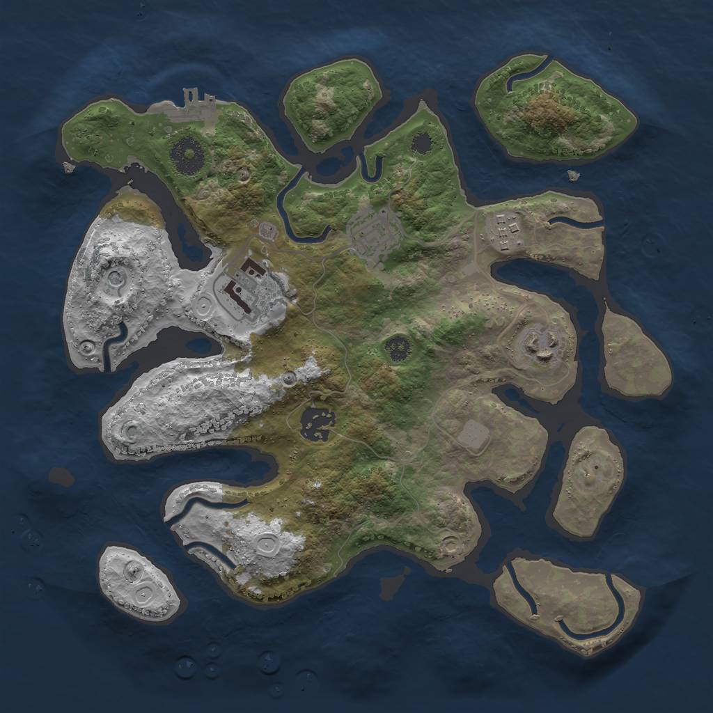 Rust Map: Procedural Map, Size: 3000, Seed: 376819, 12 Monuments