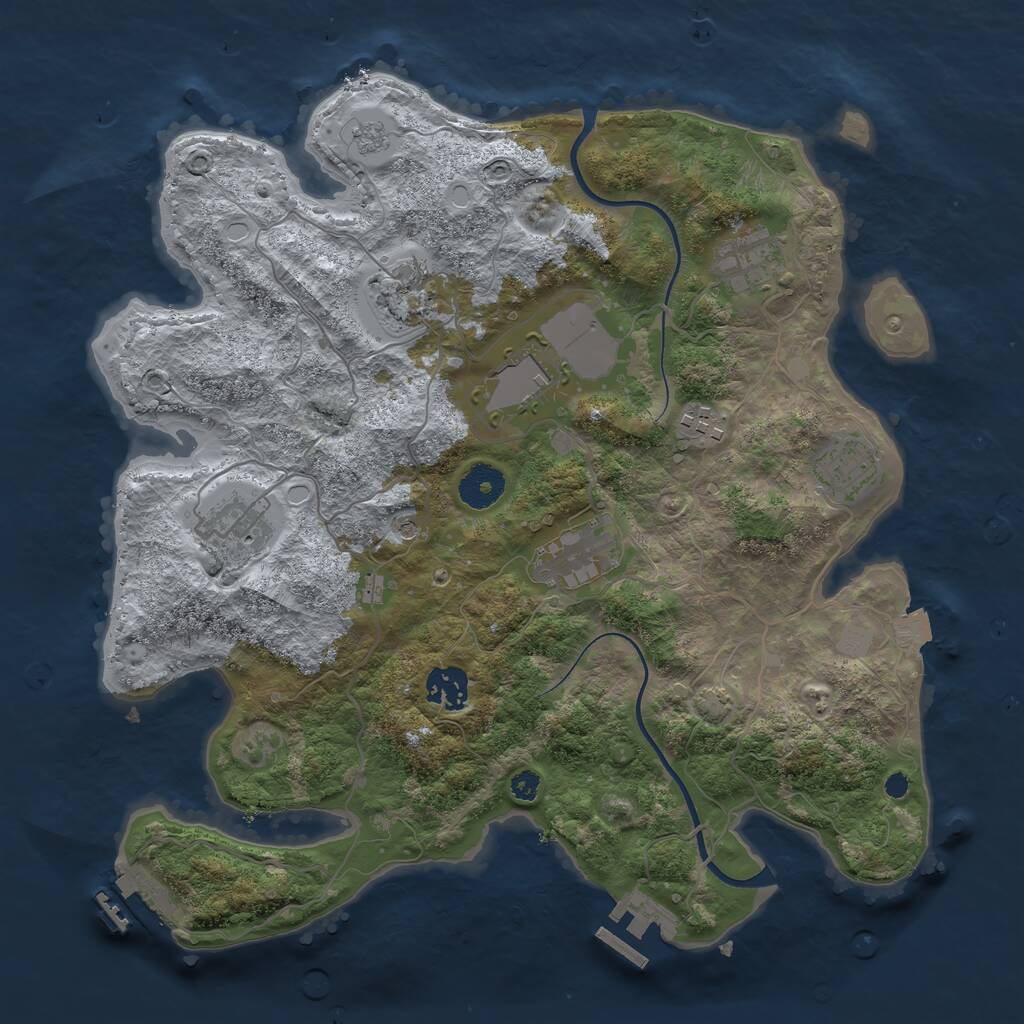 Rust Map: Procedural Map, Size: 3500, Seed: 72490787, 14 Monuments