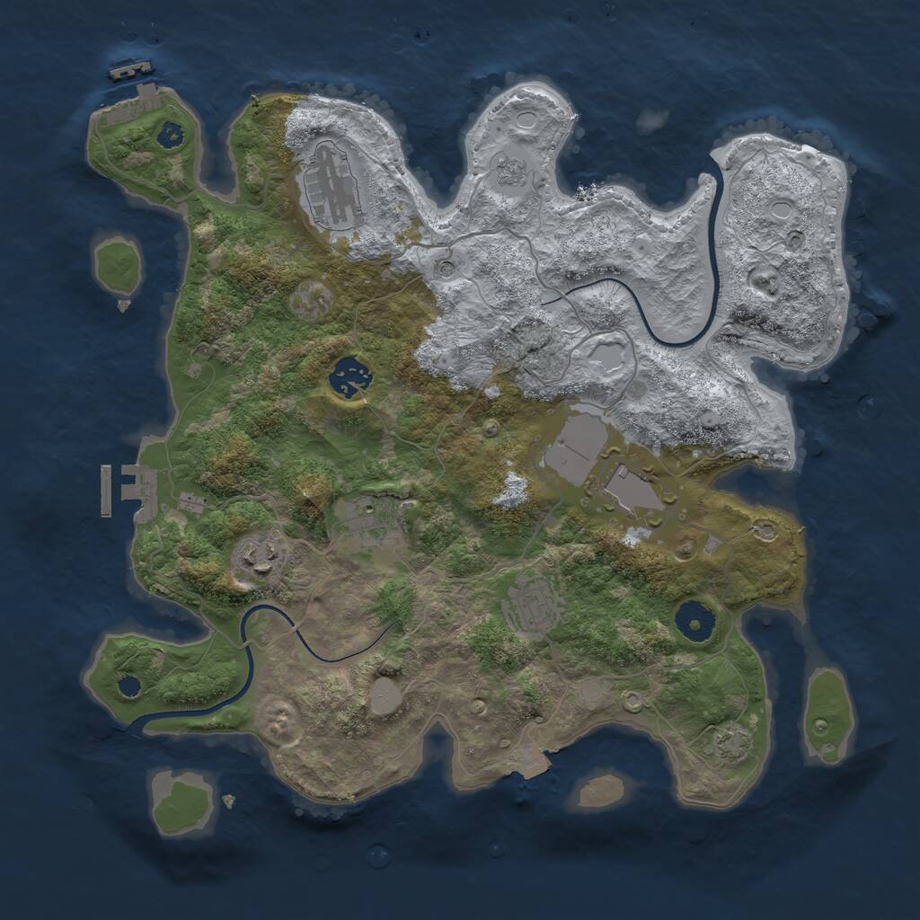 Rust Map: Procedural Map, Size: 3500, Seed: 2146350316, 12 Monuments