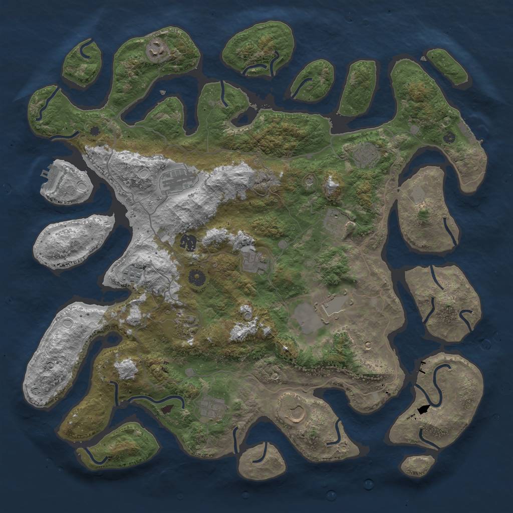 Rust Map: Procedural Map, Size: 4500, Seed: 848860520, 19 Monuments
