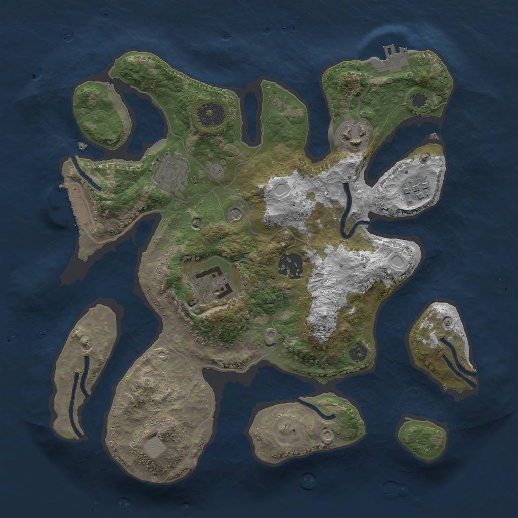 Rust Map: Procedural Map, Size: 3000, Seed: 1939055190, 13 Monuments